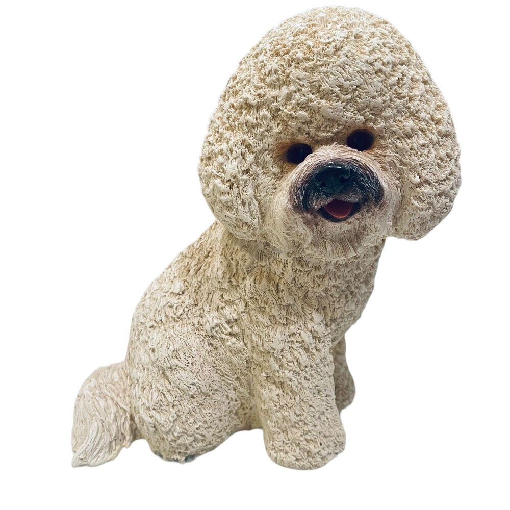 BICHON FRISE Realistic Dog Sculpture Figure HOME DECOR Heavy Resin 10”